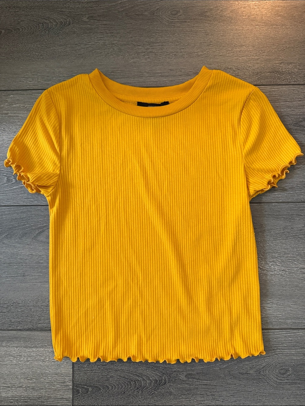 Forever 21 Short-Sleeve Ribbed Tee in Mustard Yellow